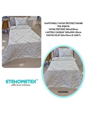 ETEHOMETEX Pamuklu Kapitoneli Yatak Örtüsü TAKIMI TEK KİŞİLİK YANSIMA 8696474232125